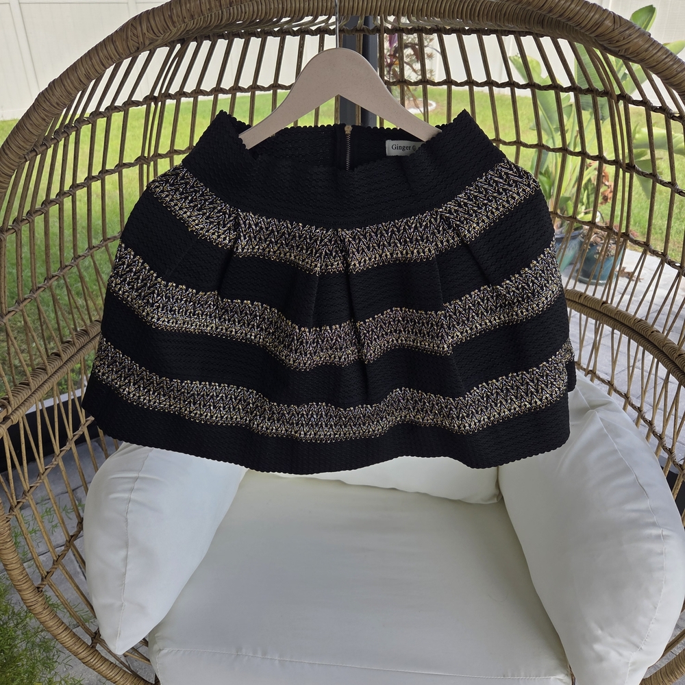 Ginger G Black and Gold A-Line Skirt